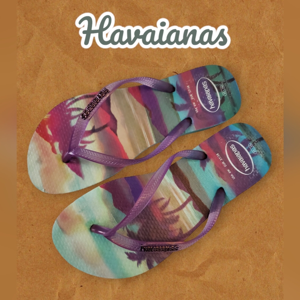 Havaianas Tropical Sandals  Purple Blue, 6